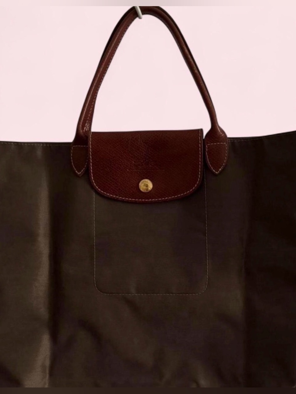 Classic Brown Leather-Trim Tote Bag - Picture 2 of 4